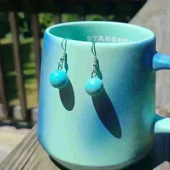 Vintage  turquoise drop earrings - Picture 3 of 17